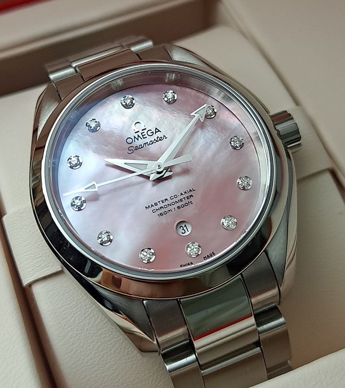 Ladies Omega Seamaster Aqua Terra 150M Coral MOP/Diamond Dial Ref. 231.10.34.20.57.003